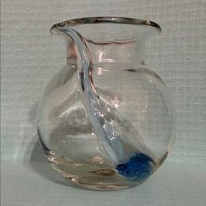 Clear Glass Vase with Blue Accent
